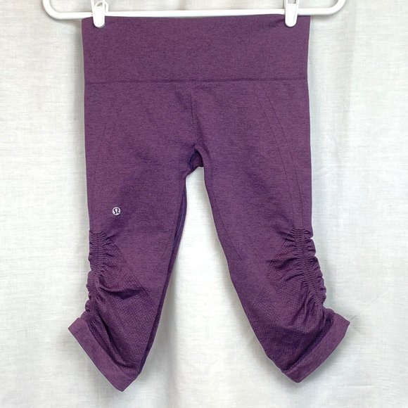 Lululemon In The Flow Crop II‎ Leggings Heathered Purple Womens Size 8 Cropped - Picture 7 of 12